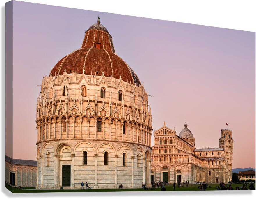 Pisa Tuscany landmarks at sunset in Square of Miracles Canvas Print
