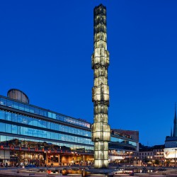 Evening view of Sergels Torg and Kulturhuset in Stockholm