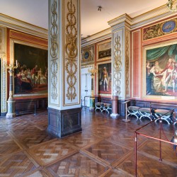 Walk through grand halls in Palace of Versailles in Paris France
