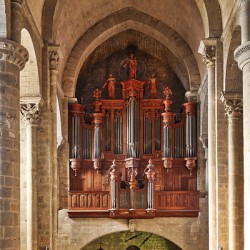 Organ in a church in Carcassonne France during a quiet afternoon