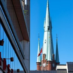 View of Klara Church in central Stockholm on a sunny day