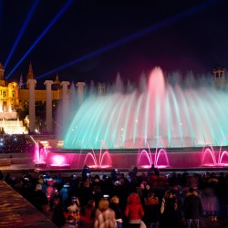 Magic Fountain show in Barcelona at night for visitors