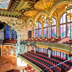 Concert hall view of Palau de la Musica Catalana in Barcelona