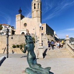 Sitges Catalunya Spain. Sculpture of the Queen of the Seas by Pedro Jimenez Corona on Mazatlans Malecon
