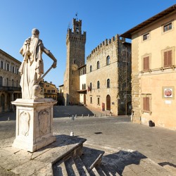 Palazzo dei Priori and statue in Arezzo Tuscany Italy
