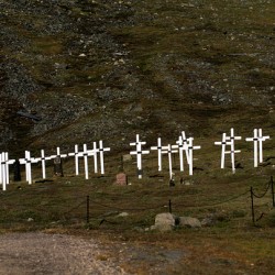Crosses marking graves in Longyearbyen Svalbard Archipelago