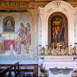 Historical paintings in San Niccolo church in Cortona Italy