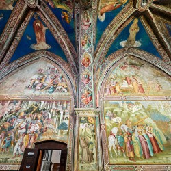 Frescos in the chapel of the daily cross in volterra tuscany