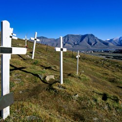 Grave markers in Longyearbyen Svalbard Archipelago Norway