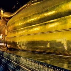Giant Buddha statue inside Wat Pho temple in Bangkok Thailand