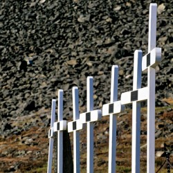 Crosses mark a cemetery in Longyearbyen Svalbard Archipelago
