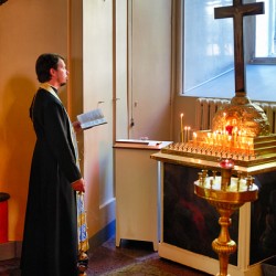 Prayer at transfiguration cathedral in st. petersburg