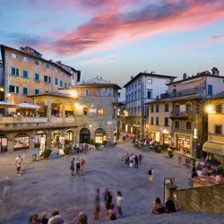 Piazza della Repubblica in Cortona at sunset