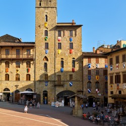 Visit to Piazza Grande in Arezzo Tuscany Italy during the day