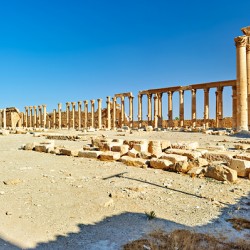 Exploring the ancient city of Palmyra in Syria near the Temple o