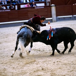 Bullfight on horseback at Las Ventas in Madrid Spain
