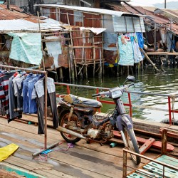 Fishing village life by the water in Phu Quoc Vietnam