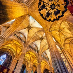 Catholic church architecture inside Barcelona Cathedral
