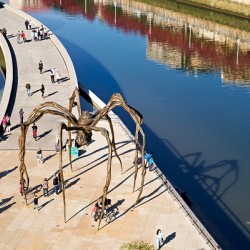 Maman sculpture by Louise Bourgeois near Nervion River in Bilbao