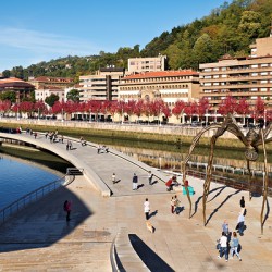 Maman sculpture by Louise Bourgeois by Nervion River in Bilbao