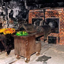 Remains of the crematorium at Auschwitz in Krakow Poland