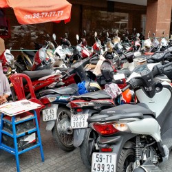 Motorbike parking scene in Ho Chi Minh City