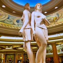 Caesars Palace Hotel lobby features art and architecture