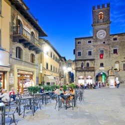 Palazzo del Popolo in Cortona Tuscany at sunset
