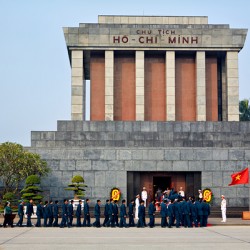 Visitors line up at Ho Chi Minh Mausoleum in Hanoi