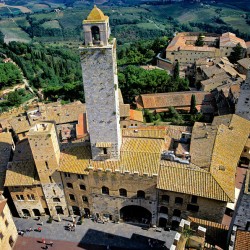 View of San Gimignano in Tuscany from above during the day