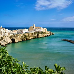Vieste Gargano. Apulia Puglia Italy. Cape San Francesco and San Francesco church
