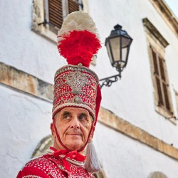 Apulia Puglia Italy. Ostuni. Festival of Saint Orontius. The cavalcata a procession of horses in the streets of the town