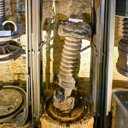 Salento. Apulia Puglia Italy. Gallipoli. Old olives crusher. Frantoio Oleario Ipogeo di Palazzo Granafei