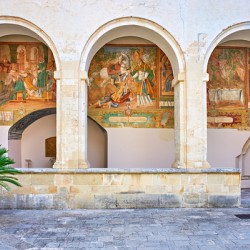 Salento. Apulia Puglia Italy. Galatina. Santa Caterina dAlessandria church. Frescoes in the cloister