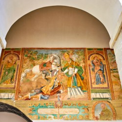 Salento. Apulia Puglia Italy. Galatina. Santa Caterina dAlessandria church. Frescoes in the cloister