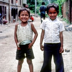 Nepal. Kathmandu. Two children