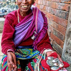 Nepal. Kathmandu. Old woman selling jewels