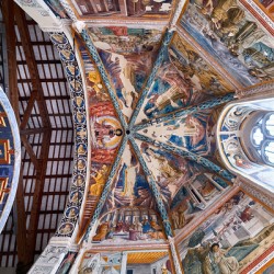 Montefalco Umbria Italy. San Francesco Church frescoed by Benozzo Gozzoli. The apse