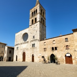 Bevagna Umbria Italy. San Michele Arcangelo church in San Silvestro square