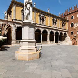 Verona Veneto Italy. Piazza dei Signori with the monument to Dante