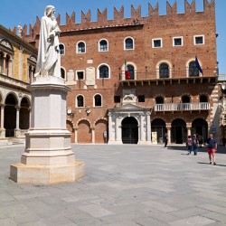 Verona Veneto Italy. Piazza dei Signori with the monument to Dante
