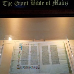 The giant Bible of Mainz inside the Library of Congress. Washington D.C.