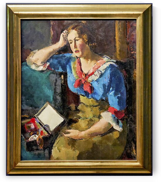 Egon Schiele - Seated Woman in a Blue House 1912 - Belvedere Museum Vienna Austria by Marco Brivio