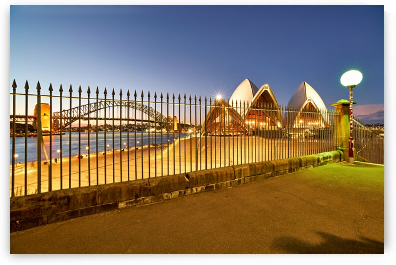 Sydney Opera House and Harbour Bridge at dusk. by Marco Brivio