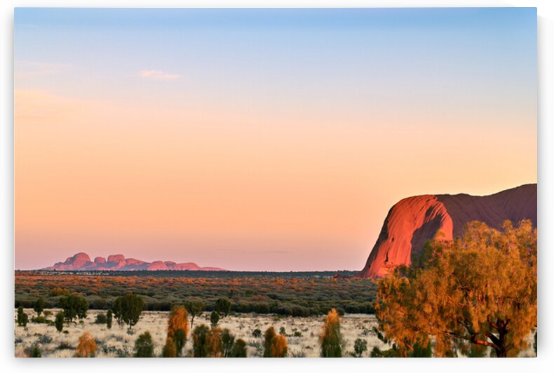 Uluru and Kata Tjuta at sunset Australia. by Marco Brivio