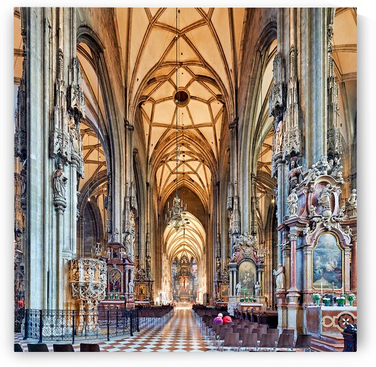 Inside a magnificent ornate European cathedral. by Marco Brivio