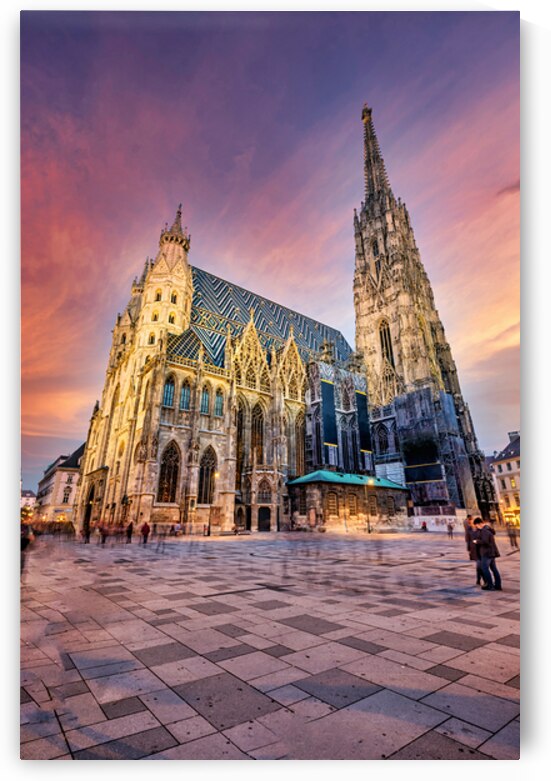 St. Stephens Cathedral Vienna at vibrant sunset. by Marco Brivio