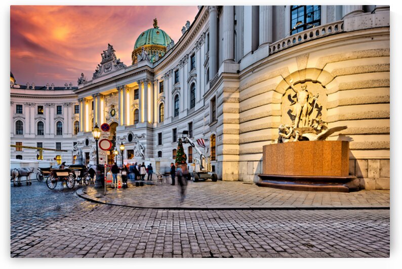 Hofburg Palace Vienna illuminated at dusk with festive street  by Marco Brivio