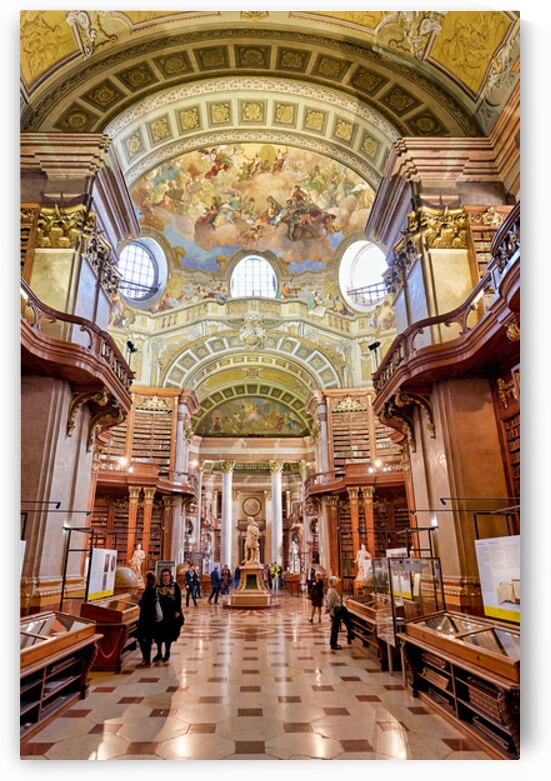 Grand historic library interior with ornate architecture and fre by Marco Brivio