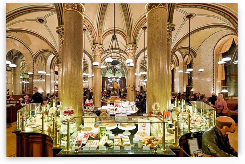 Historic cafe interior ornate architecture people enjoying pas by Marco Brivio